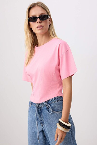 Trendyolmilla  Pembe Örme T-Shirt TEDSS24TS00008