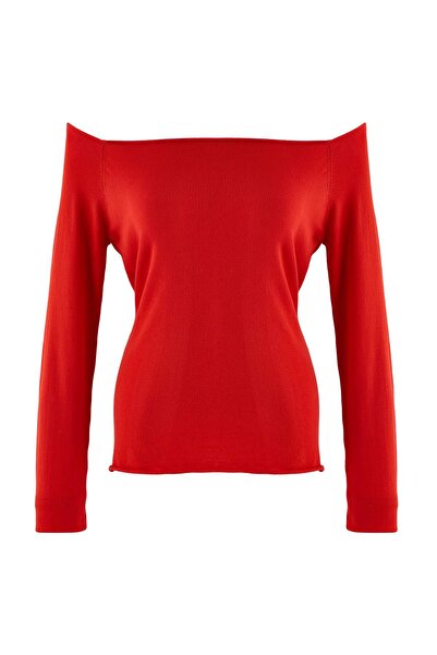 Trendyol Collection Wardrobe Essentials Red Boat Neck Slim Fitted/Body Huggin...