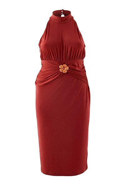 Trendyol Curve Tile Knitted Plus Size Dress Tbbss26Ah00303