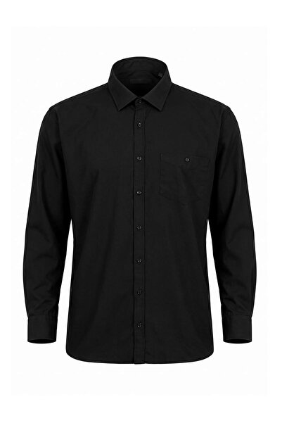 Trendyol Collection Black Regular Men's Large Size Shirt Tmnaw27Ax00006