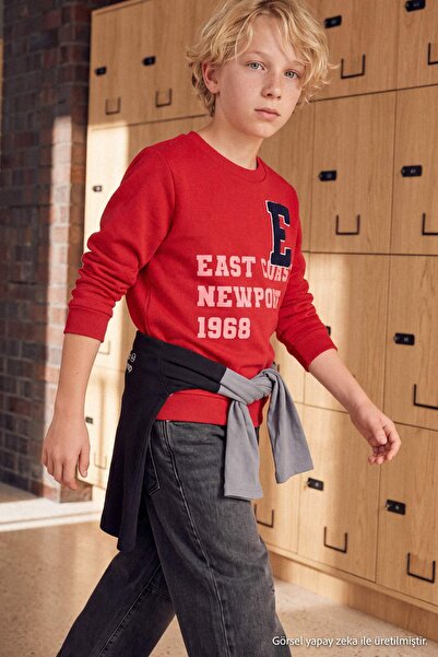 TRENDYOLKIDS Red Boy's Plain Knitted Sweatshirt Tkdaw27Sw00022