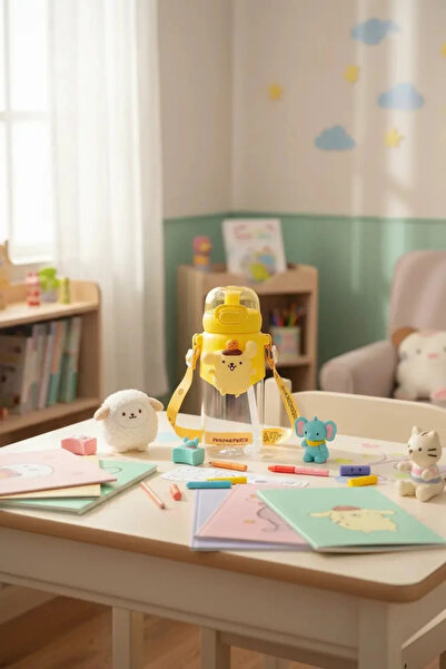 Miniso Sanrio Lisanslı Tritan Pipetli ve Omuz Askılı Sızdırmaz Çocuk Matarası...