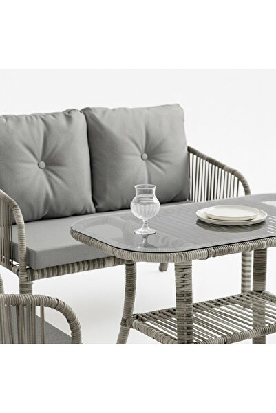 ReHome Capri Swing Artemis İkili Rattan Balkon Bahçe Takımı | Gri