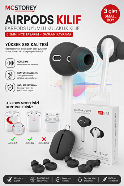 Mcstorey Airpods Kılıf Earpods Kulaklık Kılıfı Uyumlu 0.5mm Ince Tasarım 3çif...