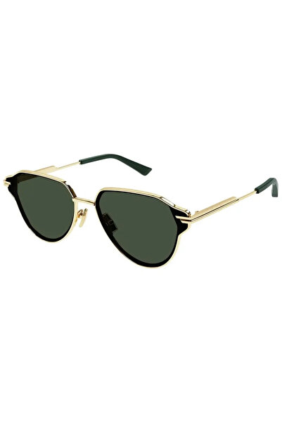 Bottega Veneta BV1271S003 Unisex Güneş Gözlüğü Gold Metal Çerçeve Yeşil Lens ...