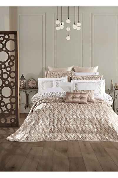 Dantela Valentina Embroidered Duvet Cover & Jacquard Fiber Bedspread Set