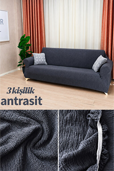 elgeyar Flexible Jacquard 3θέσιος καναπές - Μοτίβο με ράβδο, χωρίς φούστα, κά...