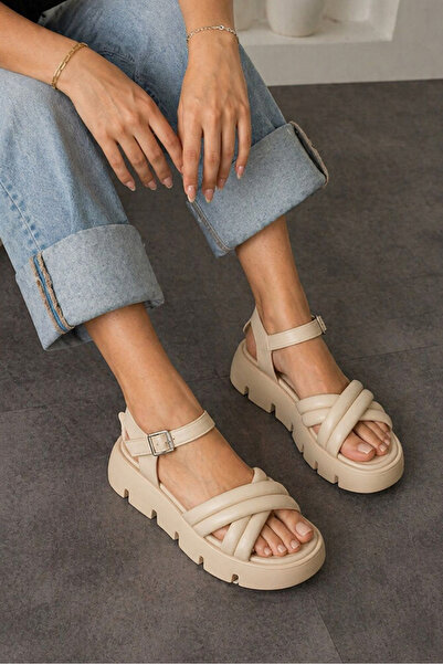 Saks Gardrop Γυναικεία Μπεζ Ορθοπεδικά Σανδάλια με Σόλα με Επένδυση Luna