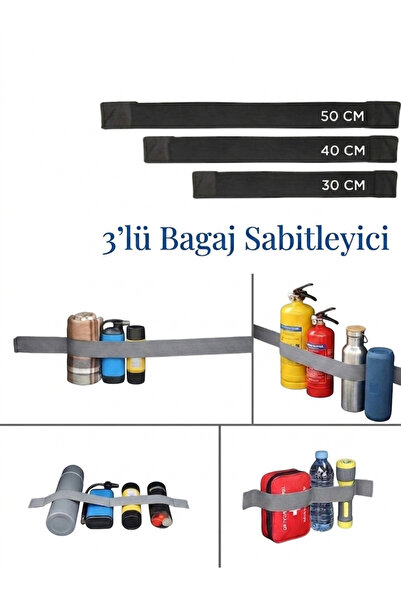 Ankaflex Oto Araba Bagaj Sabitleyici 3'lü Set Elastik Cırtlı Araç Içi Toplayı...