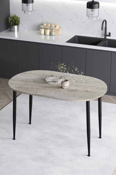 Mufian Concept 60x90 Cm İskandinav - Bohem Oval Traverten Mutfak Yemek Küçük ...