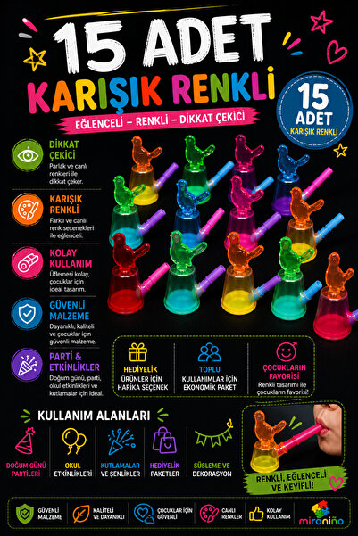 miranino 15 Adet Kuş Sesi Çıkaran Sulu Düdük