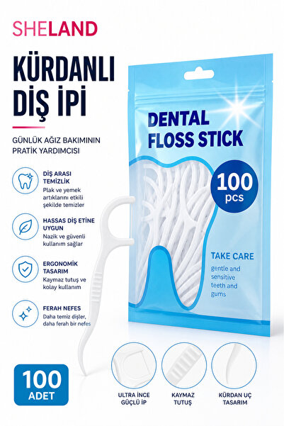 Sheland Oral Care 100 lü Kürdanlı Diş İpi Sade