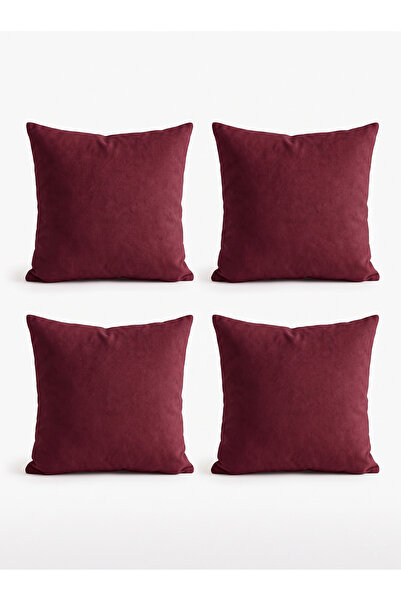 Bercem Home Luxury Velvet Burgundy Decorative Throw Pillow Set (4 Pieces) - S...
