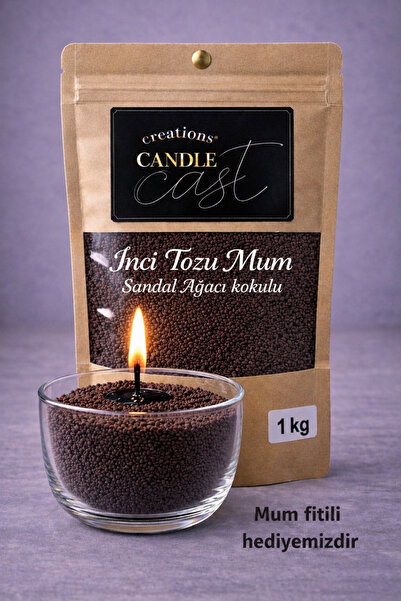 CandleCastCreation Sandal Ağacı Kokulu Kahverengi İnci Tozu Mum 1 KG -Toz Mum...