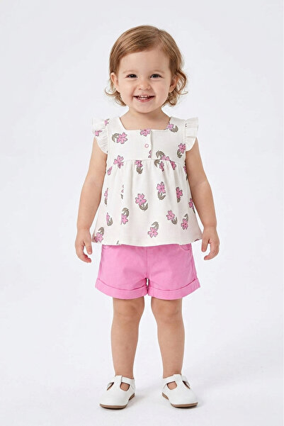 VEGAMOD Baby Girl Daisy Printed Shoulder Ruffle 6-9-12-18-24 Months Suit