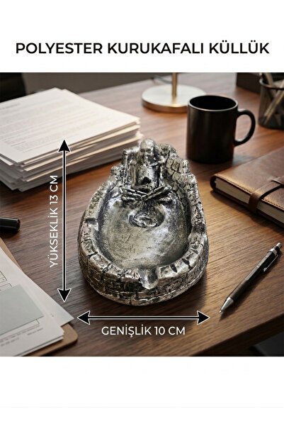 çınaroğlu avm Modern Kurukafalı Tasarım dekoratif Porselen Küllük 15 CM