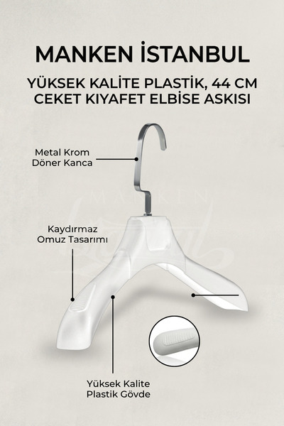 Manken İstanbul 10 komada mekanih belih ABS plastičnih vešalica za kapute, ve...