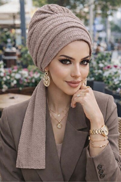 Aişe tesettür قبعة بيريه مطوية بلون الحجر