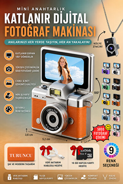 nextbuy Mini Dijital Avuç İçi Kamera Katlanabilir Ekranlı Retro Fotoğraf Maki...