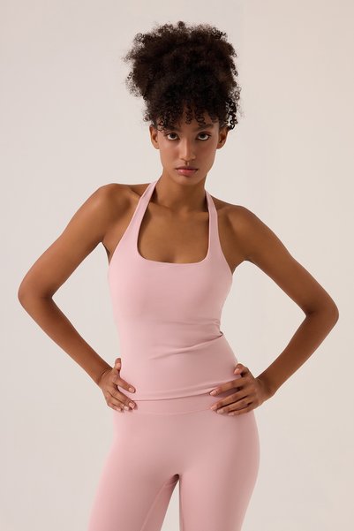 Los Ojos X Ece Pink Halter Neck Top Halter Tank