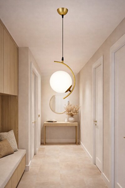 ESSLİGHT Flora tekli eskitme sarkıt beyaz camlı modern antre hol avizesi