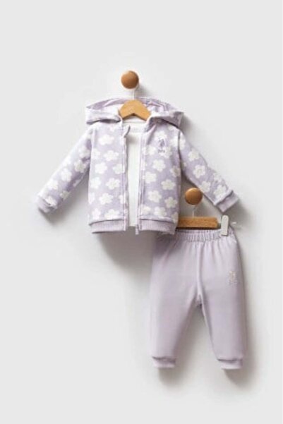 U.S. Polo Assn. U.S. Polo Assn. Baby Girl Cloud Patterned 3-Piece Set 6-36 Mo...