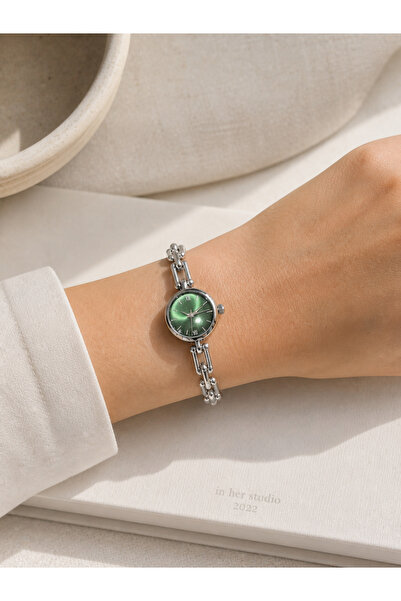 Boris Accessory Women's Steel Wristwatch Silver Color Chain Bracelet - Green ...