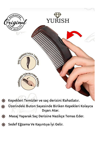 YURISH Kepek Kaldırma & Anti-Statik Masaj Fırçası | Kendi Kendini Temizleme Özelliği