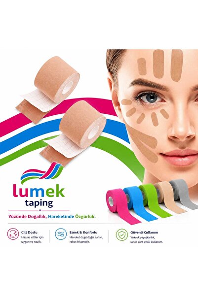 LUMEK Yüz Bandı Kaldırma Ve Kırışıklıklar Için Kinezyo Ten Rengi Bant