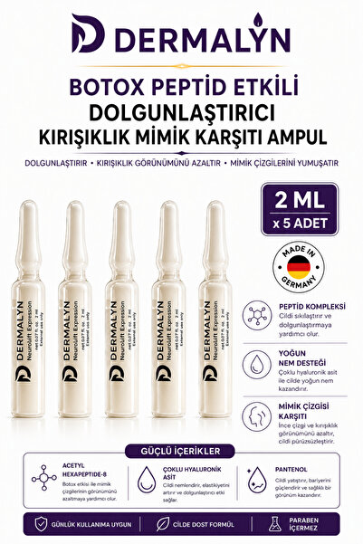 DERMALYN 5 Adet Botox Peptid Etkili Dolgunlaştırıcı Kırışıklık Mimik Karşıtı ...