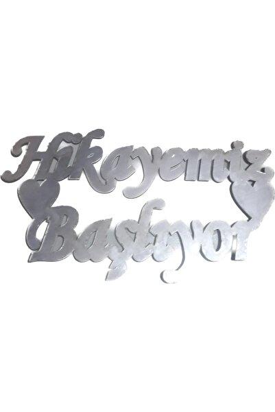 GÜVEN "Hikayemiz Başlıyor" Pleksi Düğün Nişan Yazıları Etiket Gümüş Renk