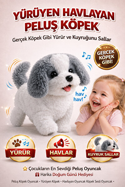 YILDIRIM OYUNCAK İnteraktif Yürüyen Peluş Köpek | Havlayan Kuyruk Sallayan Se...