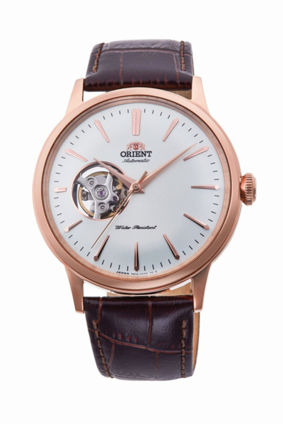 Orient Bambino Ra-Ag0001S30B Wind-Up Automatic Leather Brown White Dial Open Heart 41 mm Men's Ko