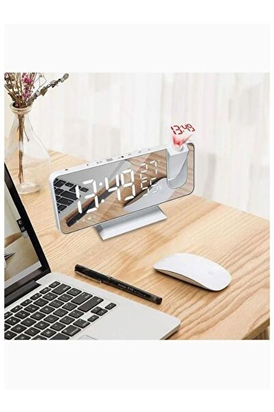 Yelajoy LED Mirror Digital Alarm Clock with Projection, Dual Alarms, USB Char...