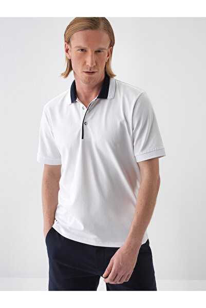 Xint Erkek Beyaz Slim Fit Pamuklu Polo Yaka Tişört