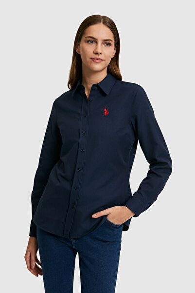 U.S. Polo Assn. Cămașă de bază cu mânecă lungă, albastru marin, pentru femei 50324791-VR033