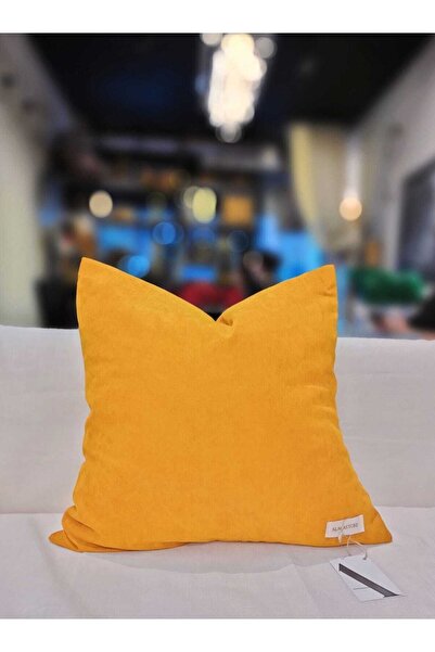 Alacastore غطاء وسادة أصفر مقاس 45x45-40x40 مربع عادي مزخرف