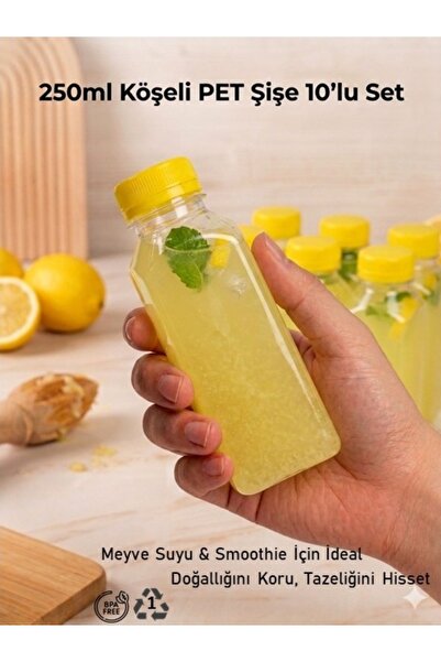 troykar 250 ml Sızdırmaz Kapaklı Kare Detoks ve Meyve Suyu Şişesi, Zemzem Oku...