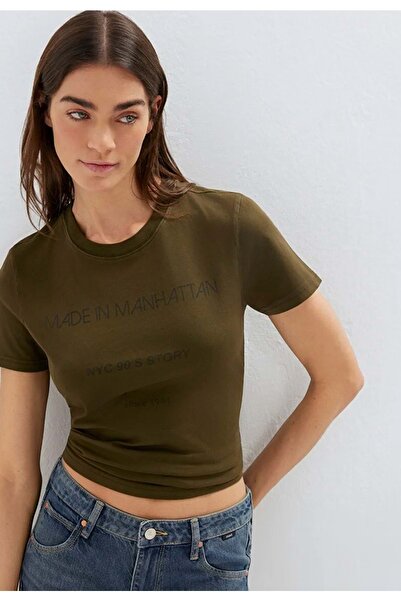 Mavi M1614317 Γραπτό T-Shirt Γυναικείο T-Shirt ΧΑΚΙ