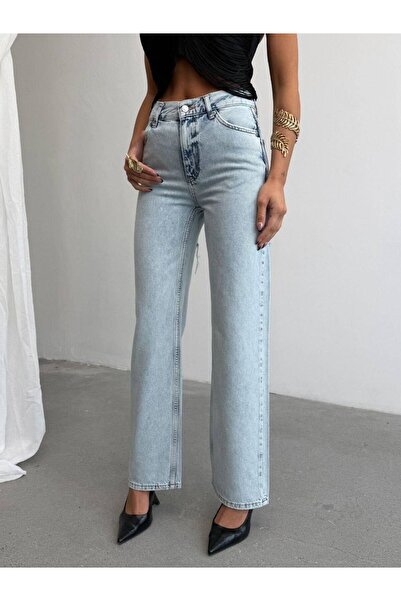 HerTon Women's High Waist Wide Leg Jean Pants – 100% Cotton Vintage Washed Denim