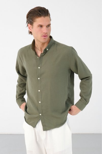 No Way Men's Regular Fit Linen Look Shirt