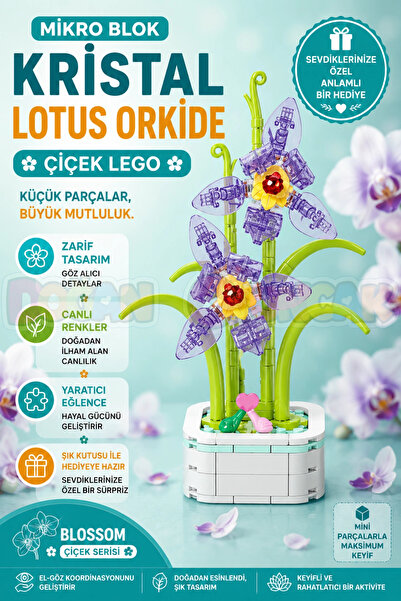 Doğan Oyuncak Dünyası Mikro Blok Kristal Lotus Orkide Çiçek Lego - Lego Setle...