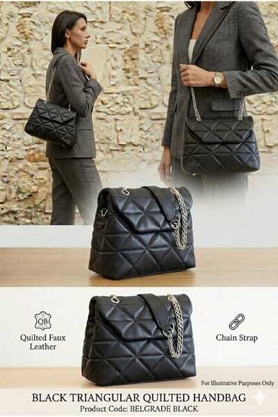 ALLURE - Geanta Dama Belgrade Black 27x21x12cm Piele Ecologica
