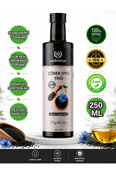 Lavendrose Çörek Otu Yağı 250ml Yüksek Timokinonlu Pestisit Analizli Soğuk Sı...