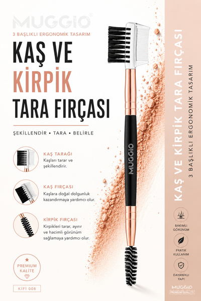 Muggio Kifi 008 Perie premium pentru îmblânzirea sprâncenelor și a genelor cu...