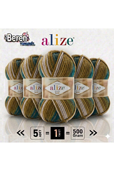 Alize Superlana Maxi Batik 5’li Paket – YENİ RENK - 4684-Kazak Hırka ve Atkı ...