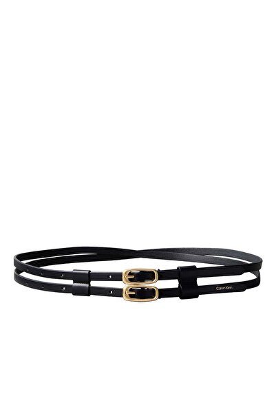 Calvin Klein Siyah Kadın Kemer ELONGATED DOUBLE BUCKLE BELT