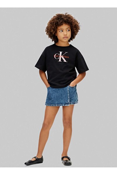 Calvin Klein Siyah Kız Çocuk Baskılı T-Shirt LVCKSJA20GBEH