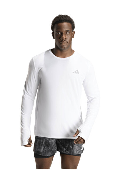adidas KE8425 Run Ess LS M Beyaz Bisiklet Normal Düz Erkek T-Shirt
