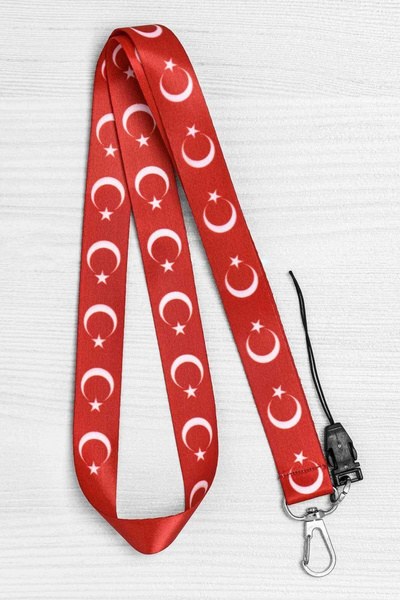 Apptakı Ay Yıldız Türk Bayrağı Yaka Kartı Boyun Askı İpi Telefon Askı İpi - A...